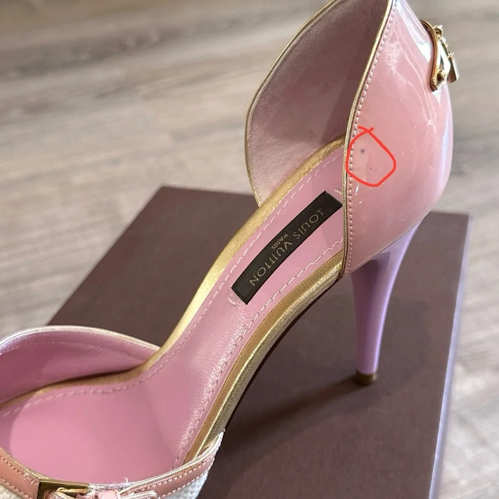 Louis Vuitton White/Lilac Sandal Heels - Picture 8 of 11